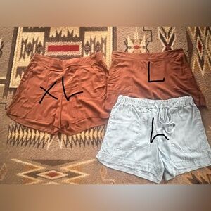 Wildfox High-Waist Relaxed Shorts in Rust and Light Blue